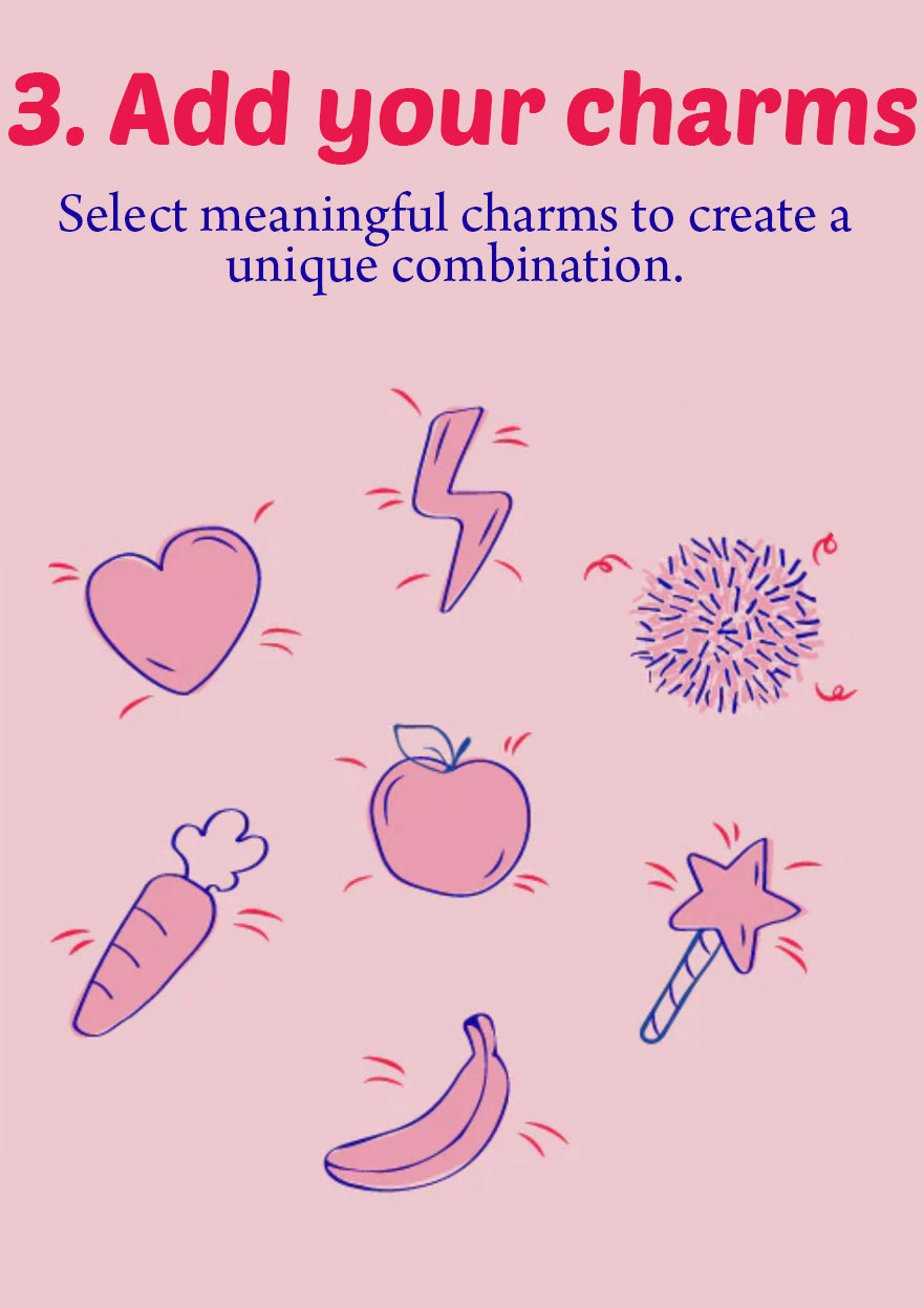 Step 3: Choose meaningful charms to create a personalised Toycessory® - information graphic
